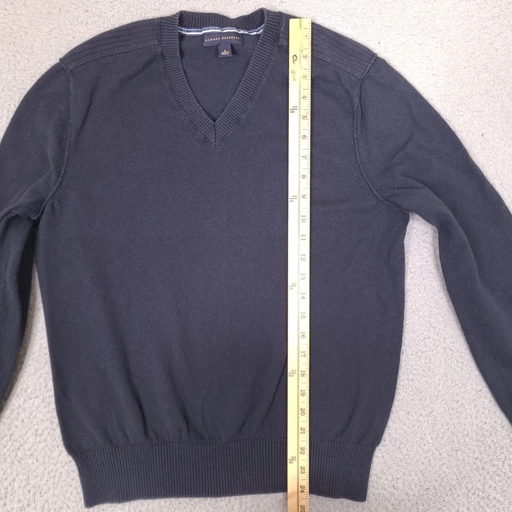 Banana Republic Mens Cotton Cashmere V-Neck Sweater Small Black‎ Pullover
